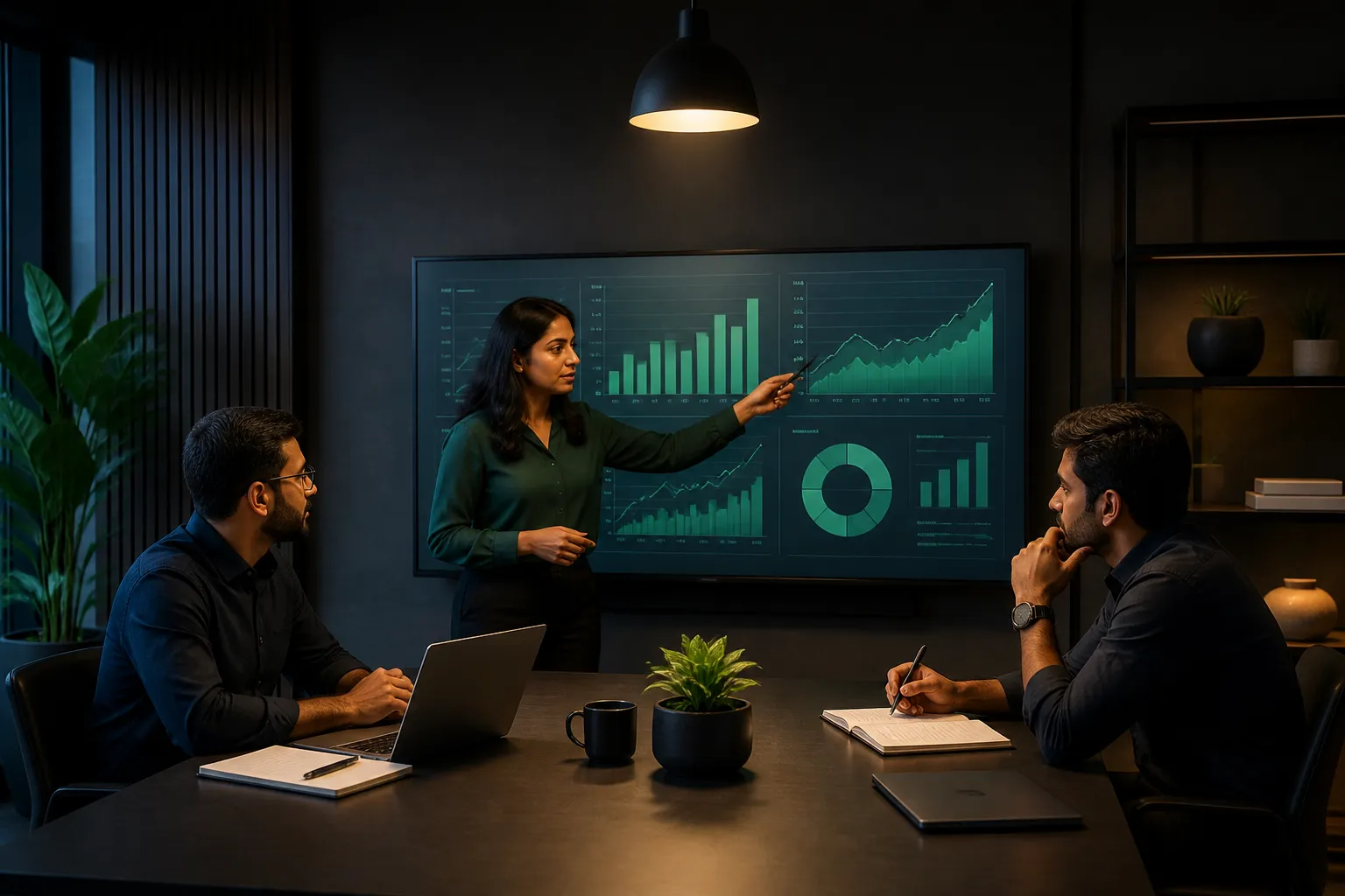 Saynex.ai team collaborating on a client growth strategy